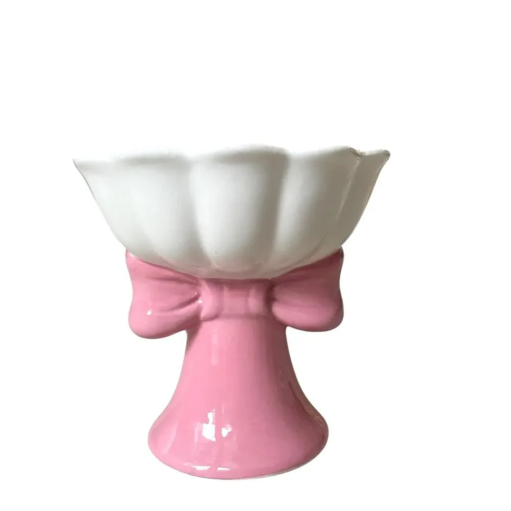 Pink Bow Raised Ceramic Pet Bowl 5